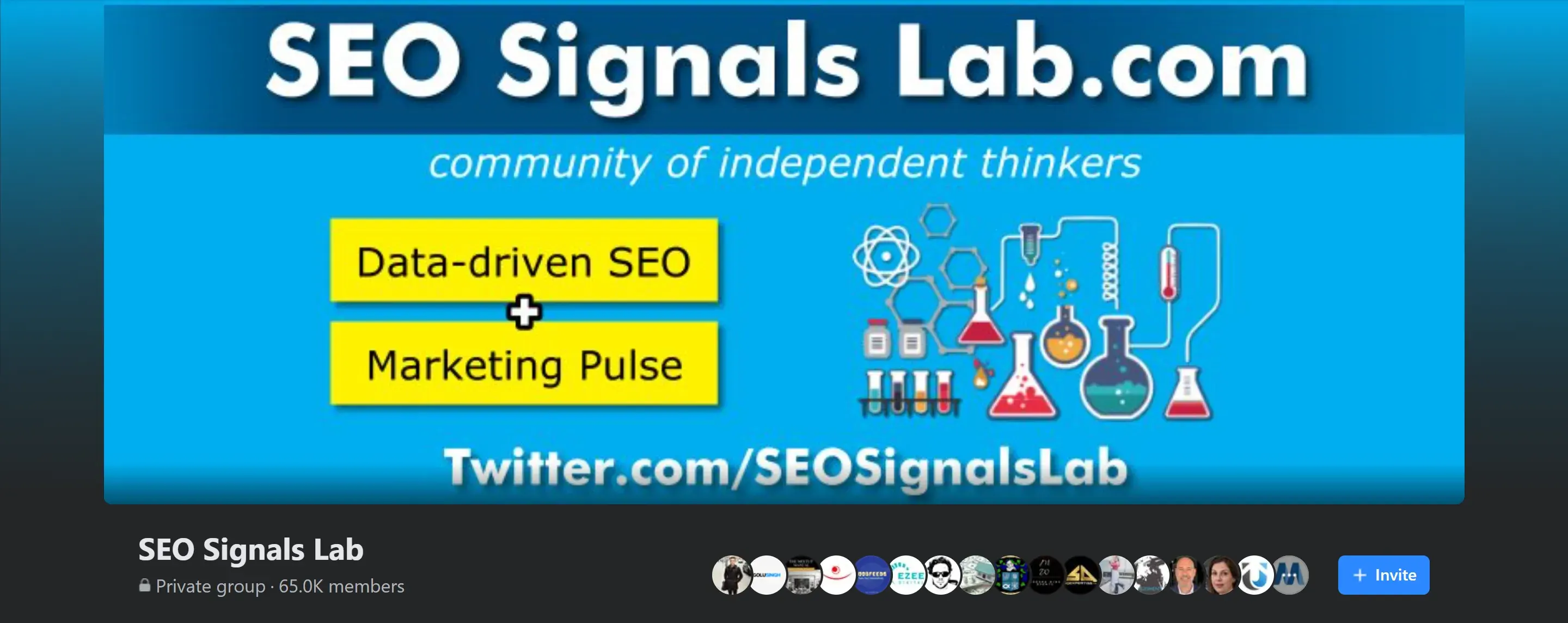 Banner for the Facebook group, SEO Signals Lab.