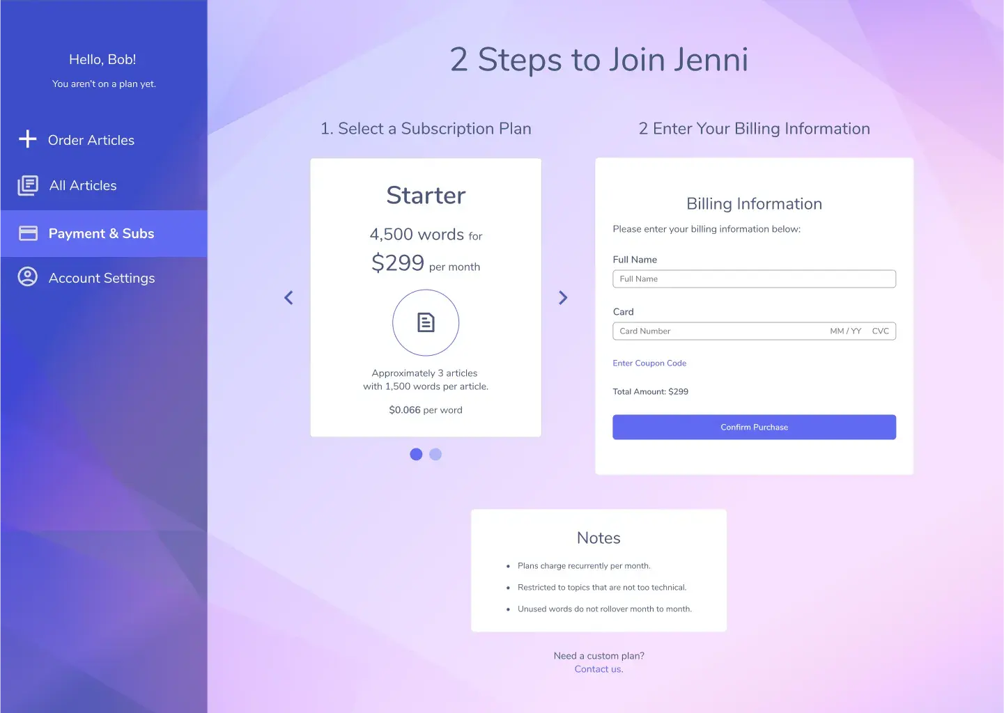 New payment process redesign with all steps on one screen.