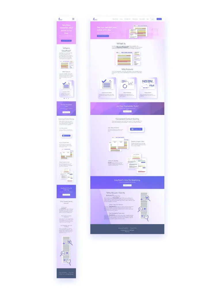 Marketing page layout for desktop.