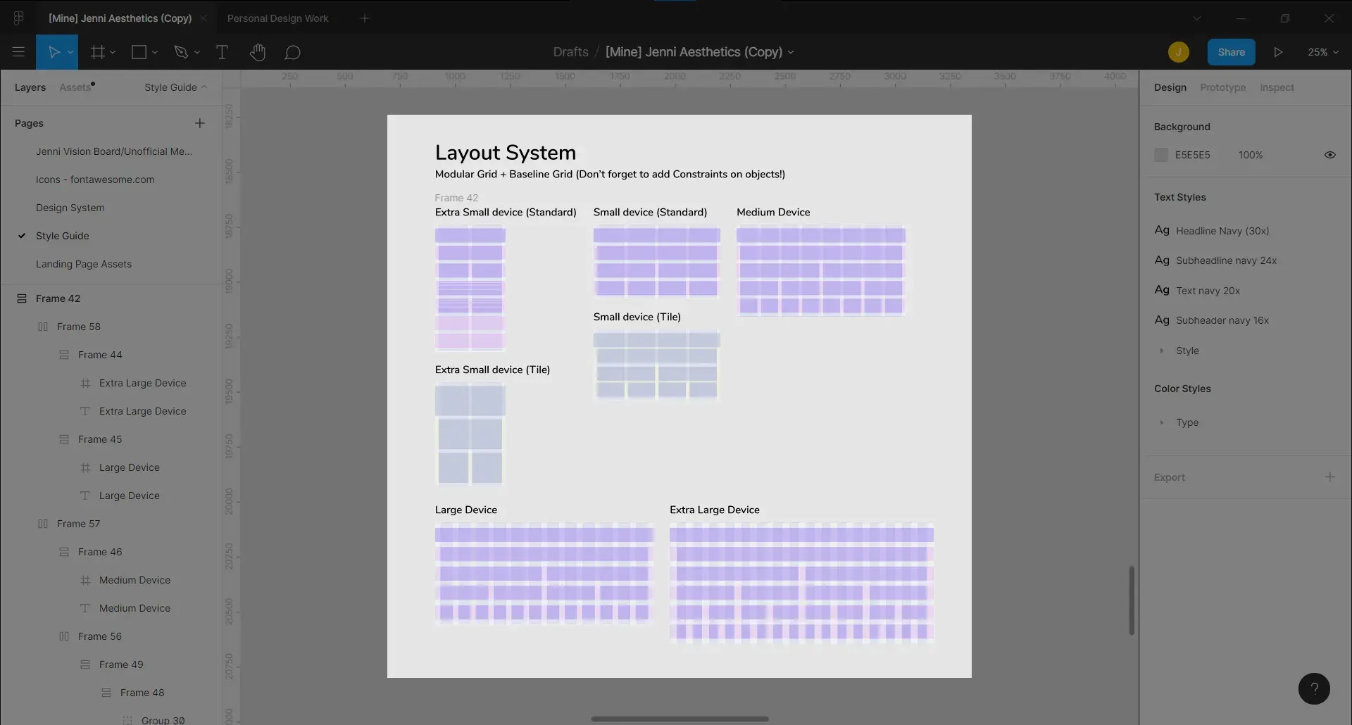 Closeup of the layout system in Figma.