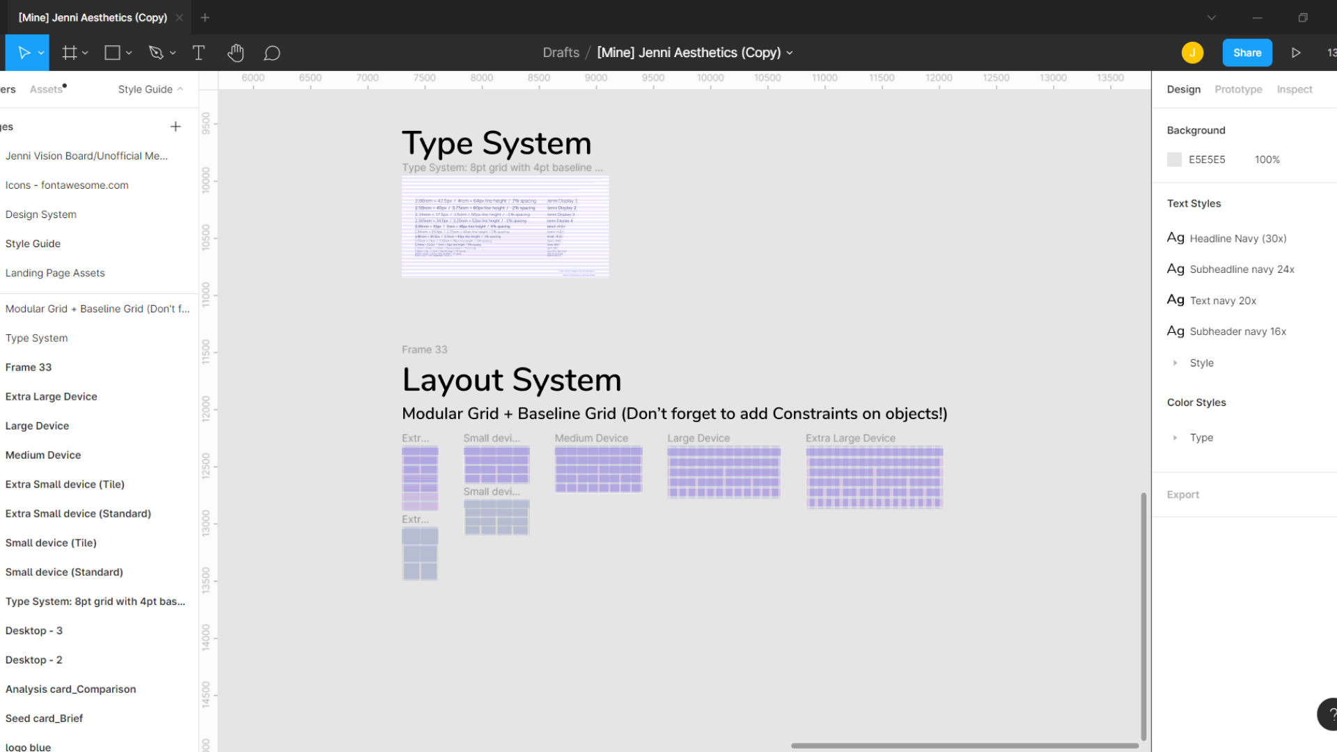 Figma file with type and layout systems.